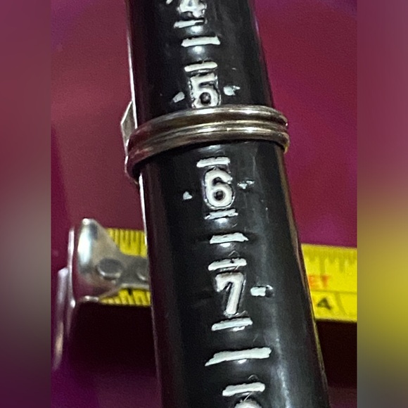 Vintage Native Sterling Silver Large Turquoise Stamped H Ring #7803 - Picture 2 of 7